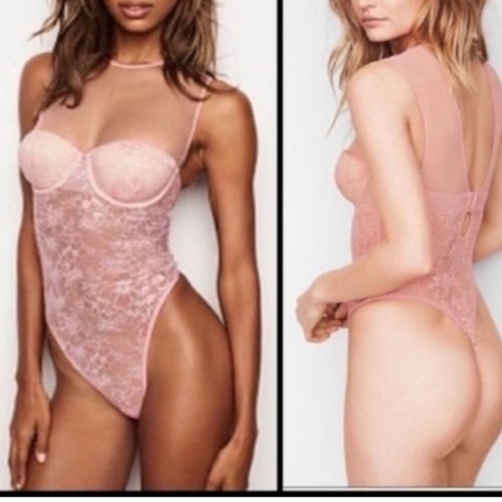 NEW Victoria's‎ Secret Floral Lace & Mesh Bodysuit